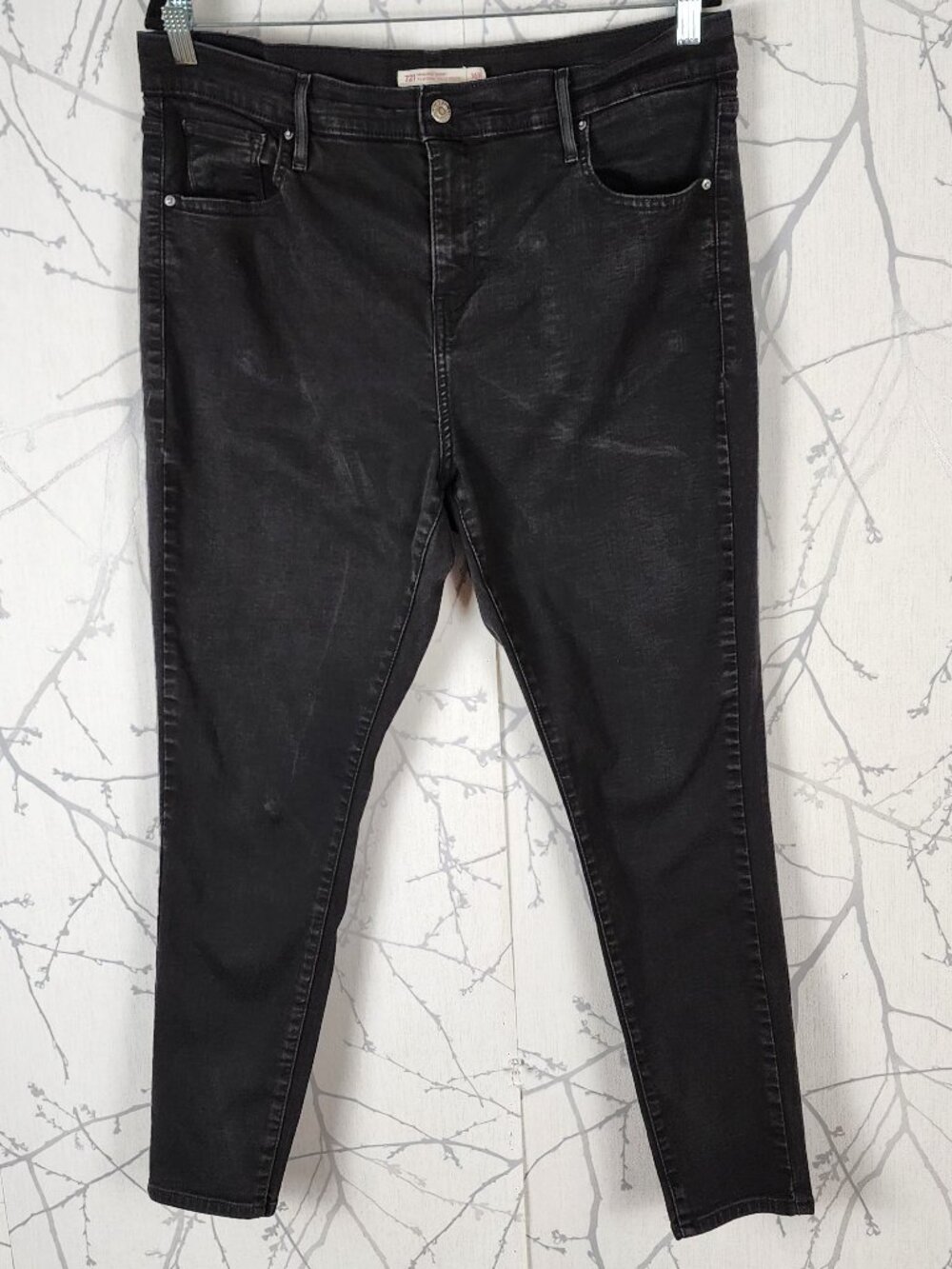 Levi's 721 Black Wash Stretch Denim High Rise Skinny Jeans